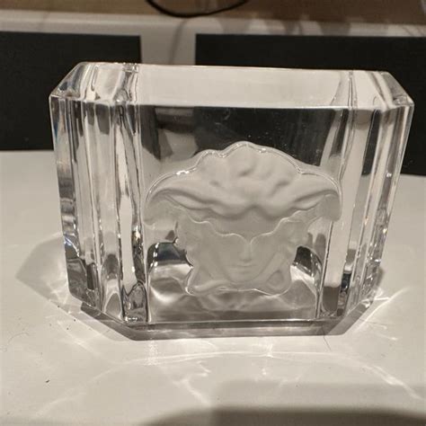 Versace Rosenthal Medusa Crystal Glass Napkin Ring Holder